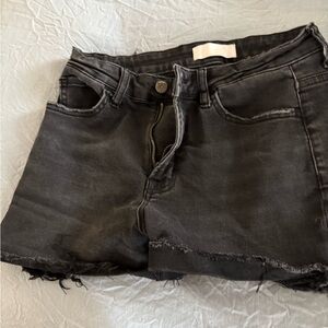 Vervet Faded Black Raw Hem Denim Shorts